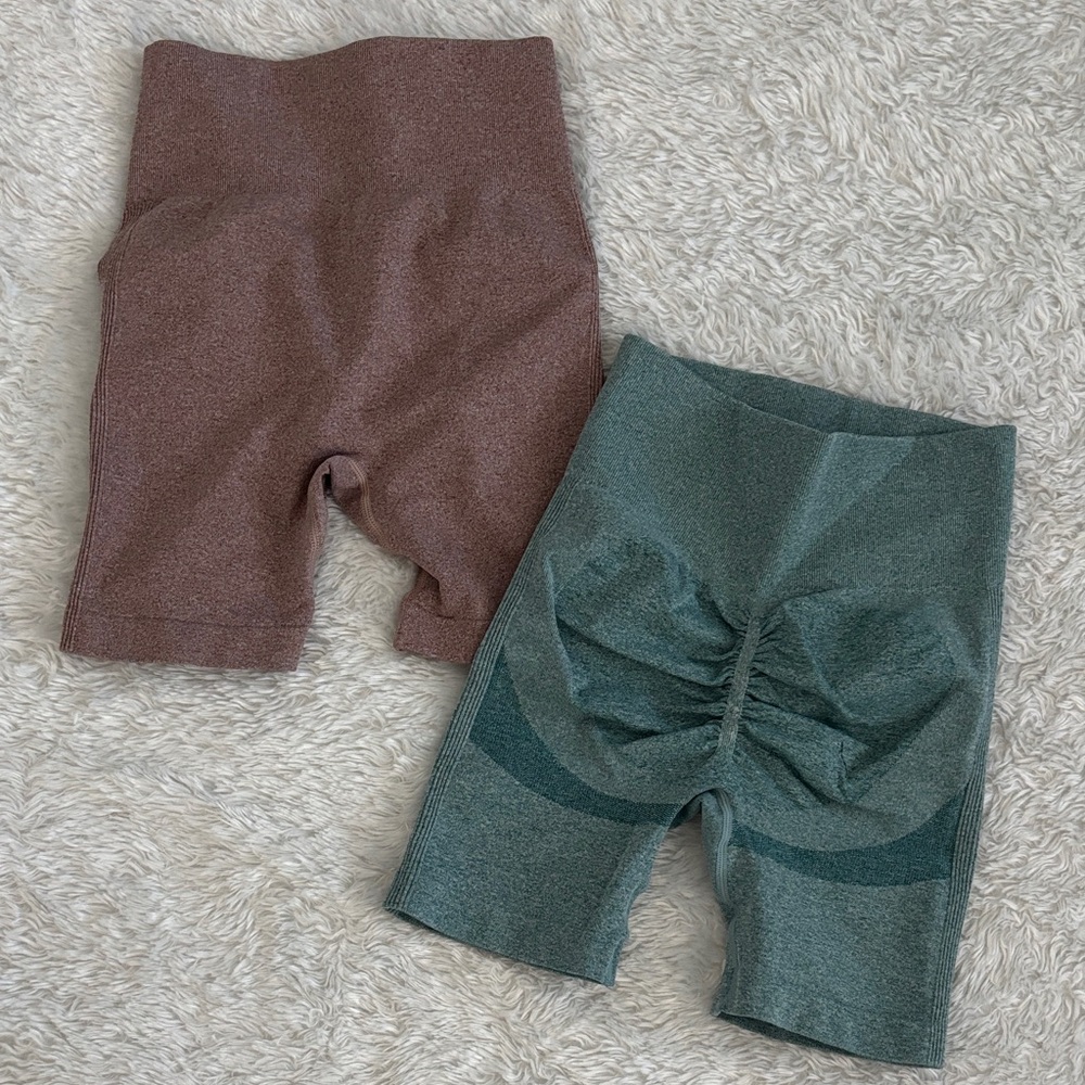 Brown and Green Gym Shorts Set